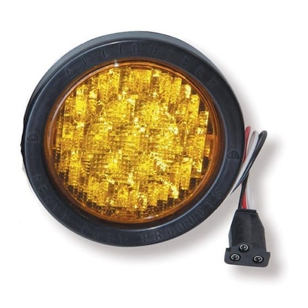 Aftermarket 019-01-184 Amber 4" Round LED Light Kit 12 / 24 Multi Volt and Rubber Grommet 1-019-01-184